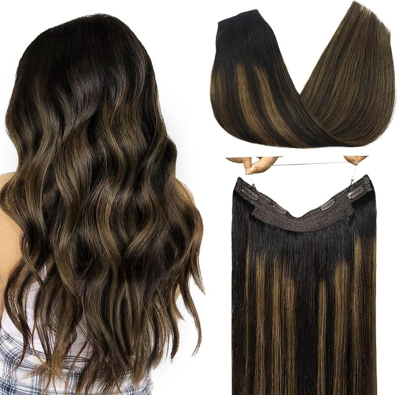 Goo-Goo GOO GOO Halo Hair Extensions - Ombre Natural Black to Chestnut Brown - Image 1